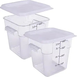 2 Pack RED Square Food Storage Container With Lid,Commercial Storage Box With Scale & Handle,Cake Making,Dough Marinating Meat,Kitchen Supplies (4 Quart)