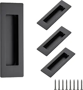Ravinte 4 Pack Black Sliding Closet Door Handles, Flush Pulls 4.72in Length