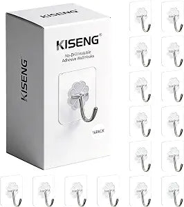 16 Pack Crystal Clear Adhesive Hooks for Hanging, Heavy Duty 22lb