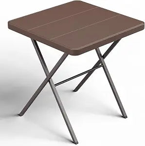 Folding Table, 27" Small Foldable Table No Assembly, Square Folding Card Table with Heavy-Duty Steel Frame, Portable Indoor Outdoor Tables for Camping, Patio, Picnic, RV, Dorm, Small Spaces