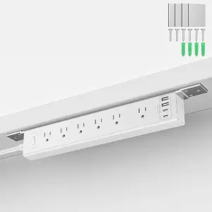360 Mountable Surge Protector Power Strip, 6AC+4USB (2 USB-C PD20W), 6FT Flat Plug Extension Cord Under Desk/Wall/Corner Mount for Home/Office/Gaming/Kitchen