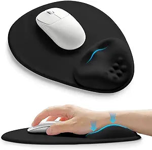 Palm-Rest and Wrist-Hugging Mouse Pad Wrist Rest, Ergonomic Wrist Support with Curve Fitting Cushioned Memory Foam for Carpal Tunnel Pain Relief, 9.9 x 8.3 Inch, Dark Night Black