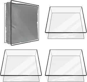 4 Pcs Plastic Sofa Seat Cushion Covers - Clear PVC Waterproof Couch Slipcover Against Cat Dog Clawing Scratching, 28x28x9 Inch, Black Edge