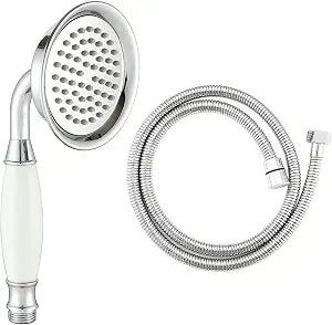 Shile Large Size Traditional Brass Ceramics Telephone Handheld Shower Head with 1.5 Meter Hose for Bathroom Chrome
