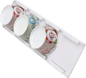 Yogurt Organizer for Fridge, Yogurt Holder for Refrigerator Greek and Vegan Yogurt Organizer Slider Yogurt Organizer Sliding Yogurt Holder w/Adhesive Tapes for 4 Yogurts of 3.75 inch, 1 Pack