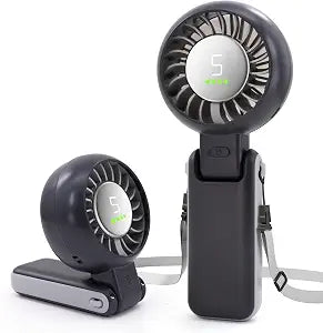 Portable Handheld Turbo Fan Foldable Personal Fans, 5 Gear Wind, 4000mAh Rechargeable Battery Operated, Up to 16 Working Hours, 3 IN 1 Small Hand Held Fan for Travel, Camping, Beach (Black)