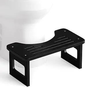 Bathway Squatting Potty Stool, Compact Poop Stool, Bamboo Toilet Stool Squat Adult, Foot Step Stool, Anti-Slip Pooping Stools for Bathroom, Assembly Required,Black, 6.8''