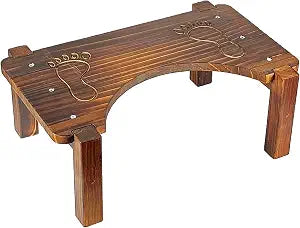 Wooden Toilet Stool,Squatting Poop Potty Stool for Adults,6 inch Bathroom Step Stool for Kids,Carbonised Surface Waterproof and Anti-Corrosion,Anti-Slip and Anti-Drop Ergonomic Design
