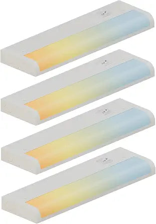 ZAGO 12 Inch LED Hardwired Under Cabinet Lighting with Clamp Connector, 5CCT Switchable, Undercounter Led Lights for Kitchen, 120V, 6W, 430-510LM, ETL & Damp Rated, White, 4 Packs