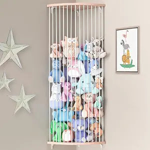 Stuffed Animal Storage, Wood Corner Plushies Storage, Toy Holder Organizer Shelf for Nursery Play Room Bedroom Kid Room,Wall-Mounted Shelf for Kids