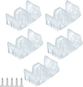 5pcs Shower Room Accessories Bathroom Sliding Door Track Pulley Collision Block Positioning Block Limiter, Collision Glass Shower Door Stopper (Transparent Blue)