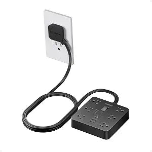 TESSAN Black Flat Plug Extension Cord with 1700J Surge Protection, 5Ft