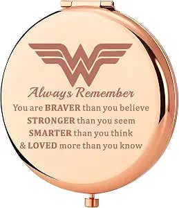 KEYCHIN Heroine Pocket Mirror Diana Fans Gift You are Braver Stronger Smarter Than You Think Heroine Compact Mirror for Women Girls (Heroine-RG)