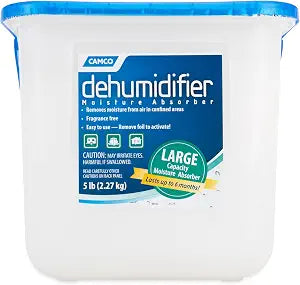 Camco Moisture Absorber Bucket - Features Fast-Acting Moisture-Absorbing Agent - No-Fragrance Beads Use with RV Storage, Camper Organization & More (44282)