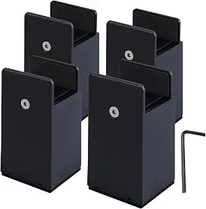 4 Inch Bed Risers with Adjustable Screw Clamp Heavy Duty Furniture Risers Set of 4 Furniture Leg Extenders for Bed Table Chair Sofa (100mm, Black)