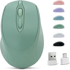 Bluetooth Mouse,Rechargeable Wireless for Laptop/iPad/MacBook Pro/Air, Silent Mouse Portable Slim for Surface Pro/PC/Lenovo/Samsung Tablet (Light Green)