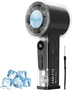 Personal Handheld Ice Cooling Turbo Fan, 16000RPM, Transparent Portable Fan
