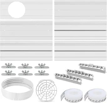 Portable Air conditioner Door Vent Kit, AC Window Vent Seal Kit Suitable for 5.9 AC Exhaust Hose, Mobile A/C Unit Vent Kit with 6 Adjustable Seal Plates for Sliding Door/Window