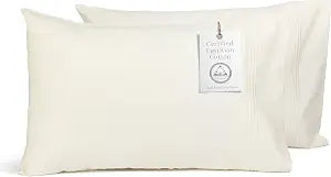 Fishers Finery 100% Egyptian Cotton Pillowcases - Classic, Luxurious 400 Thread Count Sateen Weave - Breathable and Soft, Envelope Closure (Ivory, SQ, 2Pack)