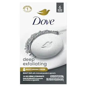 Dove Deep Exfoliating Beauty Bar Soap , Charcoal Powder, I 6 Count 3.75 oz