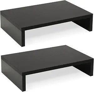 TEAMIX 2-Pack Wood Monitor Stand Riser for Desk , Black