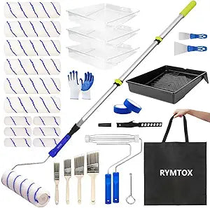 33PCS Complete Paint Roller Kit with Extension Pole & Carry Bag