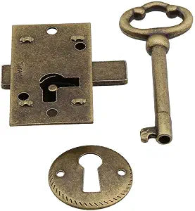 Small Brass Plated Non-Mortise Cabinet Lock in Antique Brass