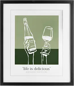 Green Life Is Delicious Kitchen, 13 x 16 Inch Framed Print Under Glass