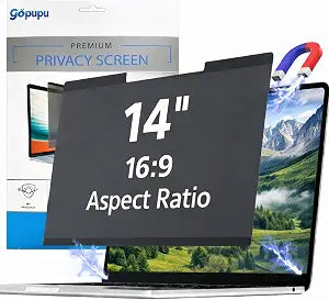Magnetic Laptop Privacy Screen 14 Inch 16:9 Anti Spy Blue Light Glare