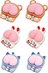 Toilet Button Pusher, Cute Animal Design Toilet Push Button Topper Flush Aid for Long Nails, Hygienic Bathroom Accessory, Easy Press Tool(Set of 6)