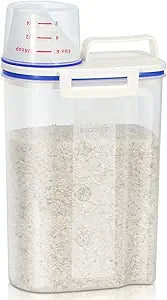 TBMax Rice Container 4 Lbs / 2 Kg Rice Dispenser with Measuring Cup, BPA-Free Plastic Kitchen Pantry Food Storage Holder for Oatmeal Flour Grain, Small Pet Cat Dog Food Container