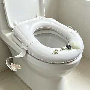 Inflatable Travel Toilet Seat Riser, Portable Travel PVC Grey Toilet Seat Raised Cushion with Suction Cup for Travel Camping; Bedside Commode and Elderly Recovery