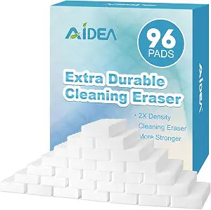 AIDEA Magic Sponges Cleaning Eraser, 2X Density Stronger Sponge for Household, Powerful Scrubber Foam Pads, Multi-Surface Cleaning Supplies for Kitchen, Furniture, Bathroom, Sink, Wall, 96 Pads