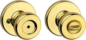 Kwikset Tylo Interior Privacy Door Knob with Lock, Door Handle For Bathroom and Bedroom, Polished Brass Keyless Turn Lock Doorknob, 1 Count (Pack of 1)