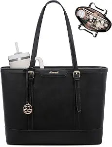 LOVEVOOK Work Tote Bag for Women 15.6 Inch Laptop Purse with Cup Holder