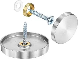 uxcell 12 Pcs Screw Covers Caps, 304 Stainless Steel Mirror Screws Decorative Caps Cover Nails, Mirror Screws Fasteners for Sign Advertising Hardware Construction, 40mm Diameter, Silver
