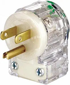 Leviton 15 Amp, 125 Volt, Hospital Grade, Angle Plug, Straight Blade, Grounding, 8215-CAT, Transparent