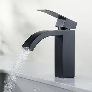 Black Bathroom Sink Faucet One Hole Faucet Single Handle 1 Hole Vanity SUS304 Stainless Steel Faucets for Bathroom Sink Matte Black Bathroom Faucet, SF4-BK