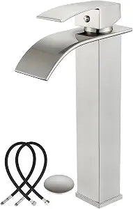 Midanya Waterfall Tall Bathroom Vessel Sink Faucet,Brushed Nickel