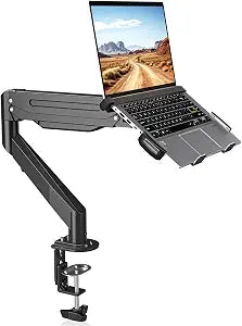 Suptek Laptop Desk Mount,Fully Adjustable Monitor and Laptop Mount Stand for 13-18 Inch Notebook and 17-35 inch Monitor Screen,Holds 24.25lbs with Vented Tray