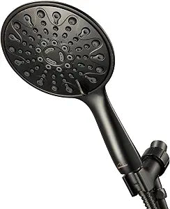 Handheld Shower Head, 6" Oil-Rubbed Bronze Face 6 Spray Setting Shower Head with High Pressure, Brass Swivel Ball Mount and Extra Long Flexible Stainless Steel Hose