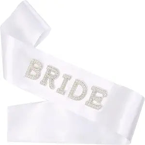 Bride Sash with Pearls and Rhinestones, Bride to Be Sash Gift, Bachelorette Party Sash Accessories, Bachelorette Party Decorations, Bridal Shower Gift Wedding Decorations