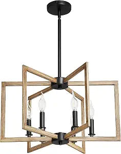 VEVOR 6-Light Chandelier, Metal Farmhouse Chandelier, Adjustable Height, Dining Room Hanging Light Fixture for Ceilings, Modern Chandelier for Bedroom, Foyer, Hall, Kitchen, Living Room and Entryway