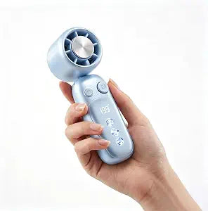 CHAOCHI Portable Handheld Turbo Fan with Ice Cooling, 199 Speeds Adjustable, 3000mAh Rechargeable, 15H Runtime, 15000 RPM Powerful Silent Motor, Summer Essential for Travel/Outdoor/Office(Lcy Blue)