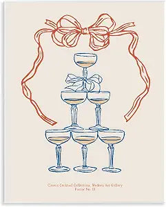 Classic Cocktail Tower Glam, 11 x 14 Inch Mounted Print on Wall Plaque