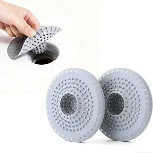 Shower Drain Hair Catcher, Premium Silicone Drain Protector & Shower Drain Cover for Regular Drains of Shower Room, Bathroom, Grey
