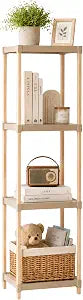 4-Tier Solid Wood Shelf Tool-Free Assembly for Home & Office, Standing Shelf Units