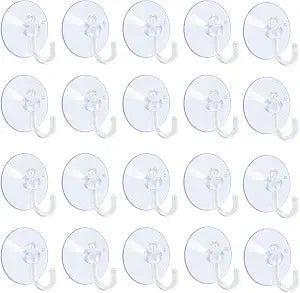 AQUANEAT 20 Packs Suction Cups 1.2 Inch Clear Sucker Pads with Hooks for Glass Home Organization Decoration