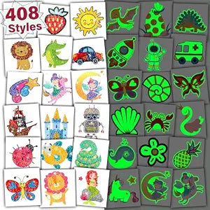 Partywind Glow and Glitter Temporary Tattoos for Kids