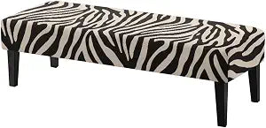 Zebra Stripes Print Dining Room Bench Covers Non-Slip Bench Chair Slipcovers Dust Proof Bench Seat Cushion Slipcovers Removable Bench Protectors for Wedding, Hotel, Party
